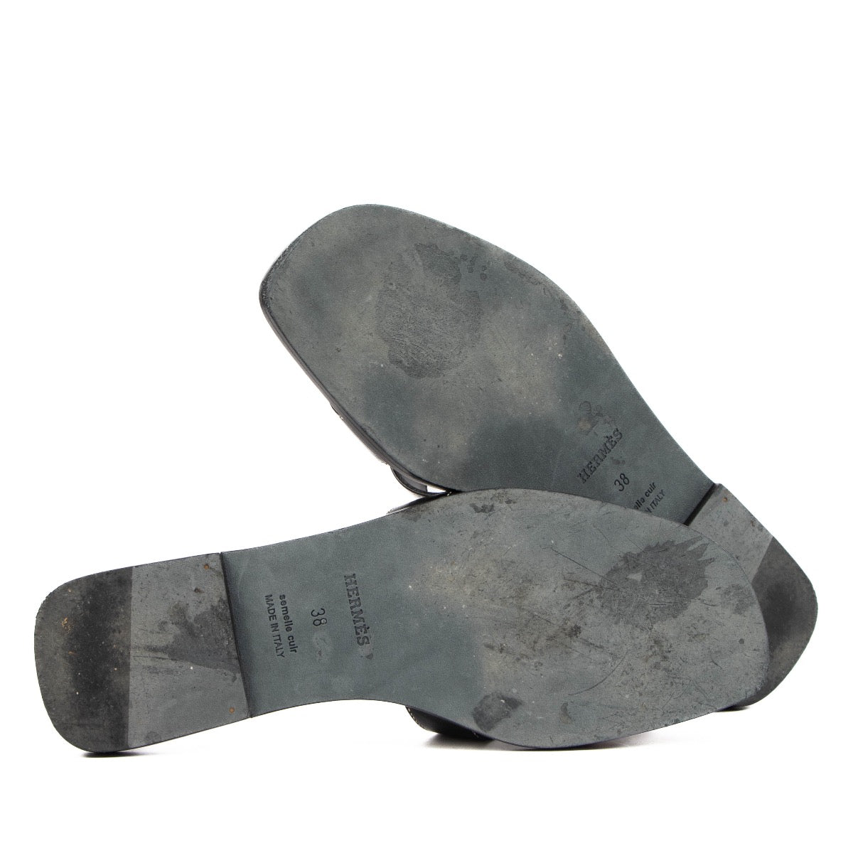 shop 100% authentic second hand Hermès Black Oran Sandals - Size 38 on Labellov.com