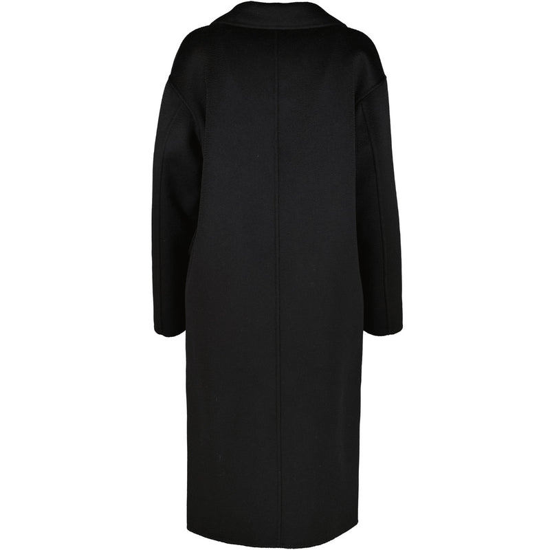 'S Max Mara Black Cashmere Blend Long Coat - Size FR34