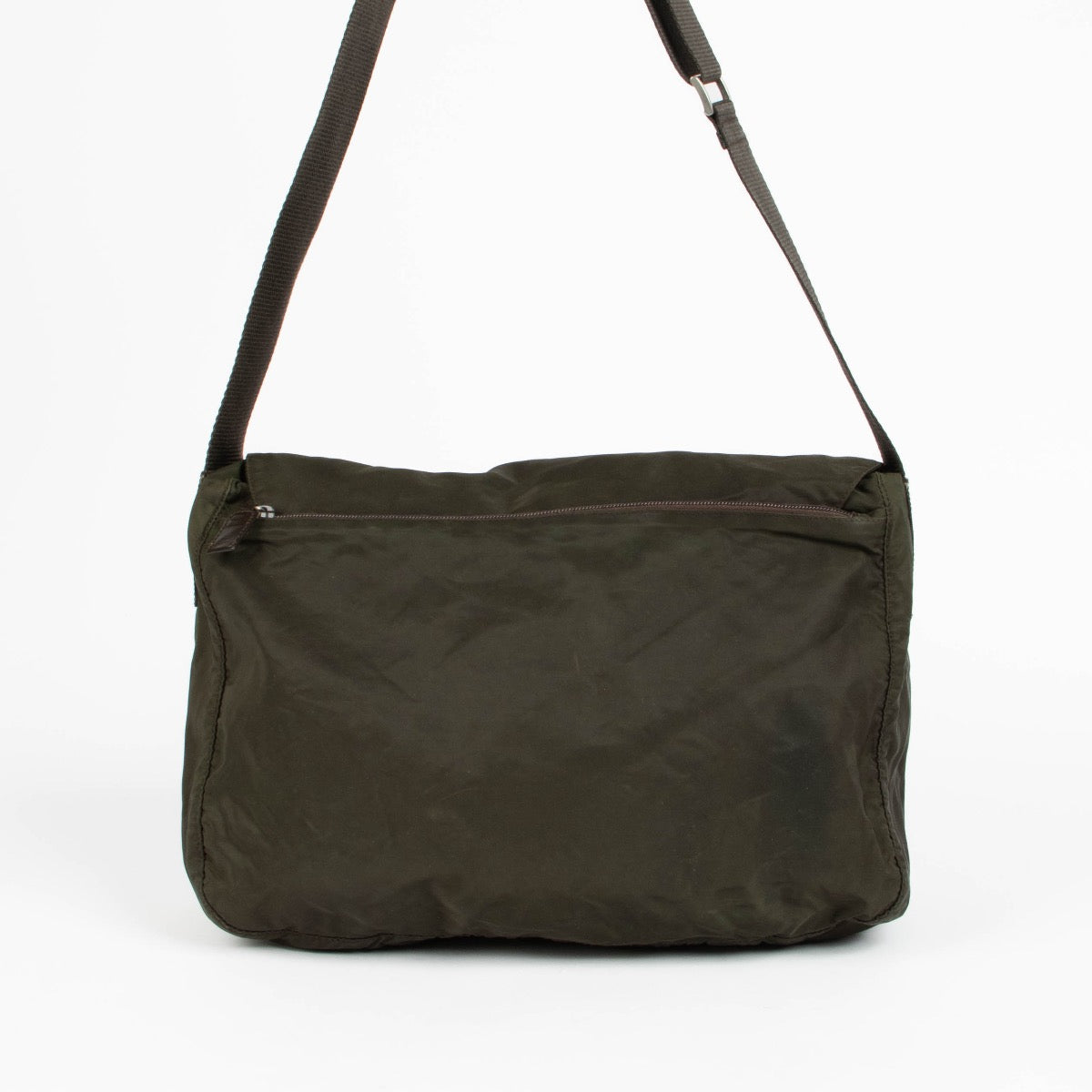Authentic pre-loved Prada Green Nylon Messenger Shoulder Bag on Labellov.com