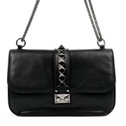 Valentino Garavani Black Medium Glam Lock Shoulder Bag