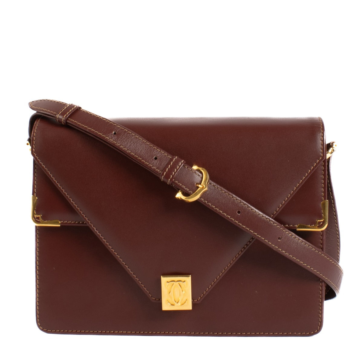 Shop safe online at Labellov in Antwerp, Brussels and Knokke this 100% authentic second hand Cartier Burgundy Vintage Crossbody Bag