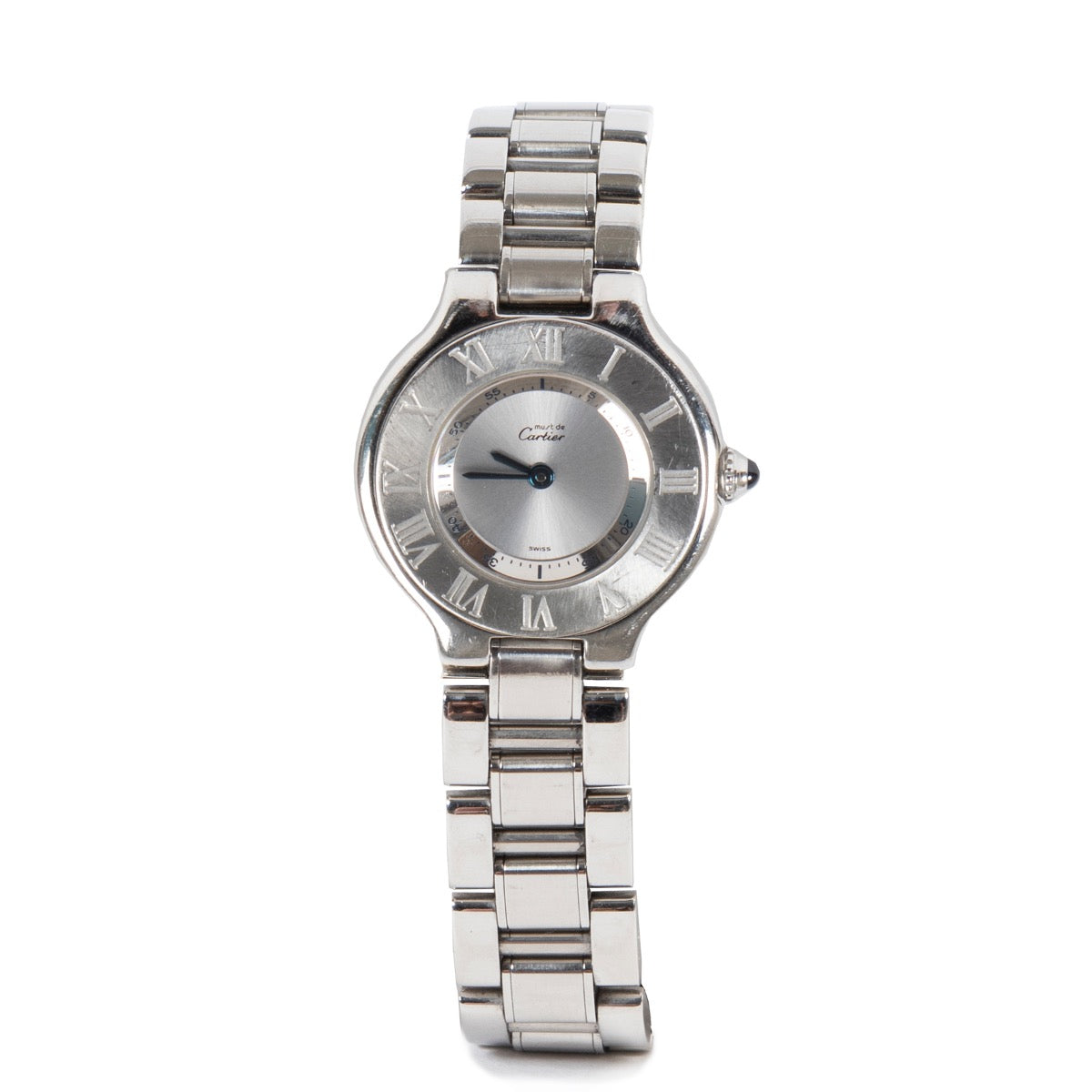 Shop safe online at Labellov in Antwerp this 100% authentic second hand Must De Cartier Silver Watch