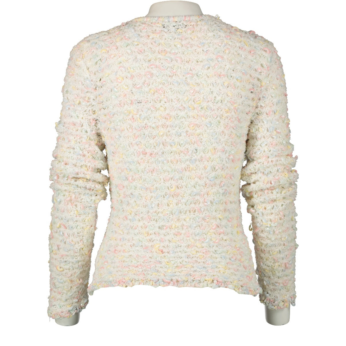 Gilet en maille crocheté blanc vintage Chanel