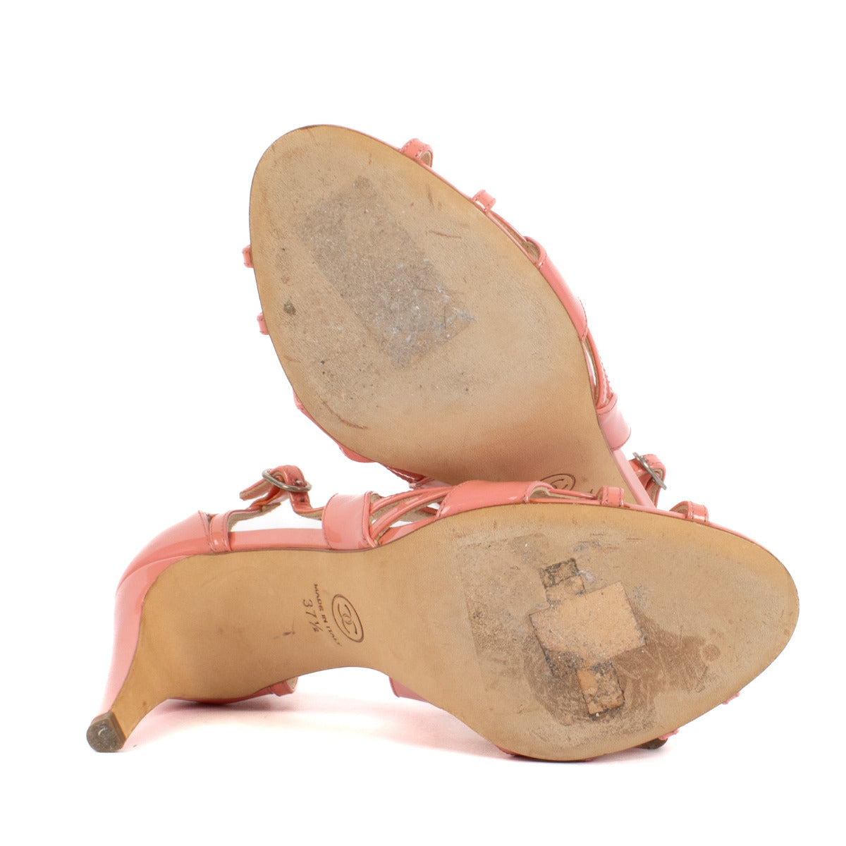 Escarpins Chanel en cuir verni rose - taille 37.5