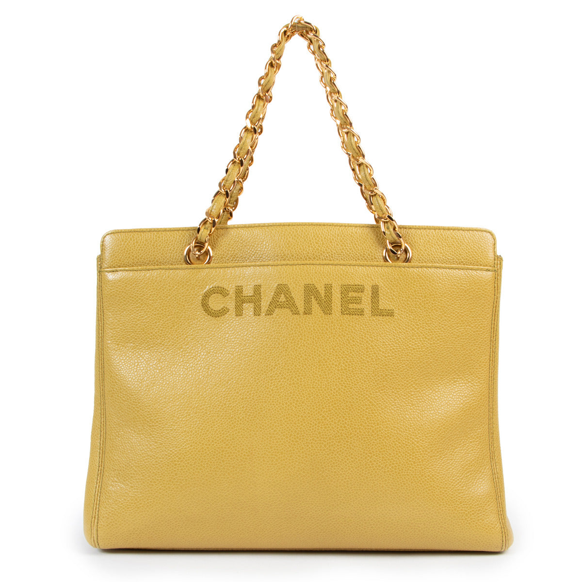 Chanel Yellow Top handlShop safe online at Labellov in Antwerp this 100% authentic second hand Chanel Mustard Caviar Leather Top Handle e for the best price at Labellov