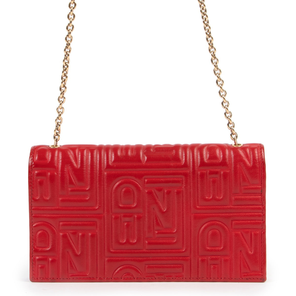 Fendi Red Leather Wallet On a Chain