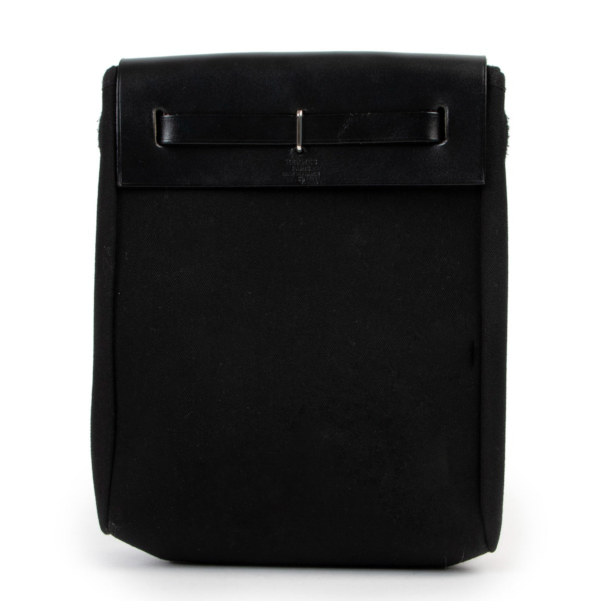 shop designer vintage authentic Hermès Black & Navy Canvas Mini Herbag TPM at Labellov
