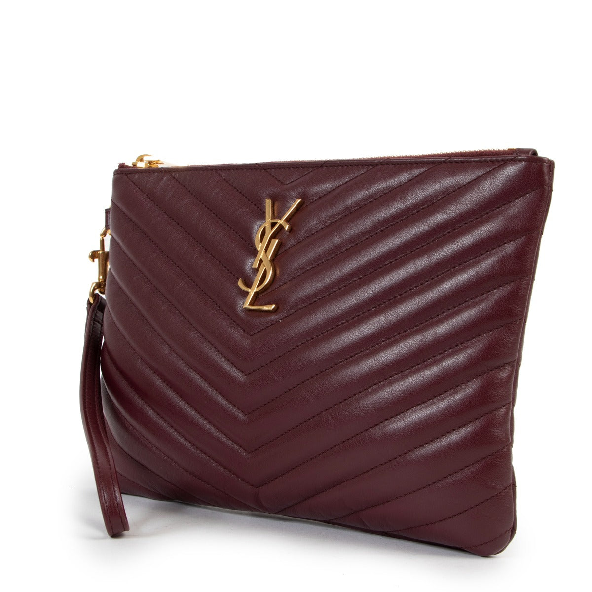 Second hand designer fashion Saint Laurent Burgundy Monogram A5 Pouch at Labellov