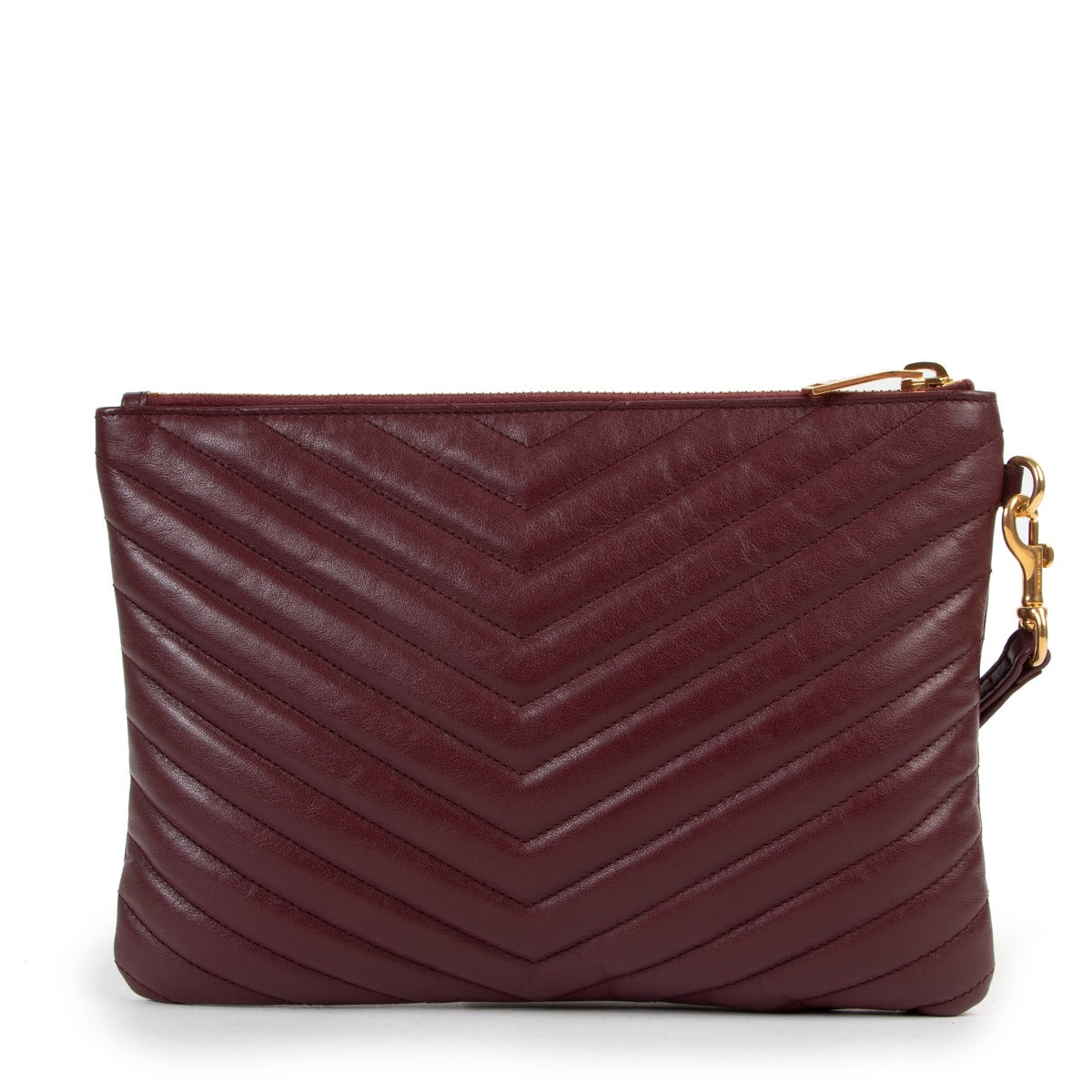 Second hand designer fashion Saint Laurent Burgundy Monogram A5 Pouch at Labellov