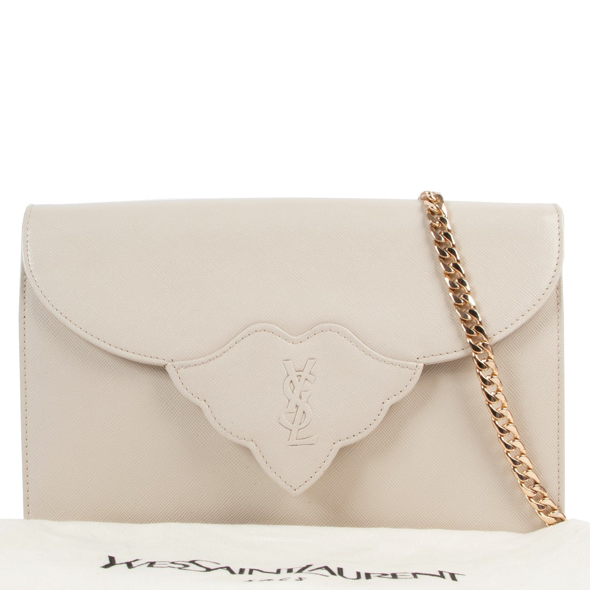 Pochette vintage Yves Saint Laurent beige avec chaîne