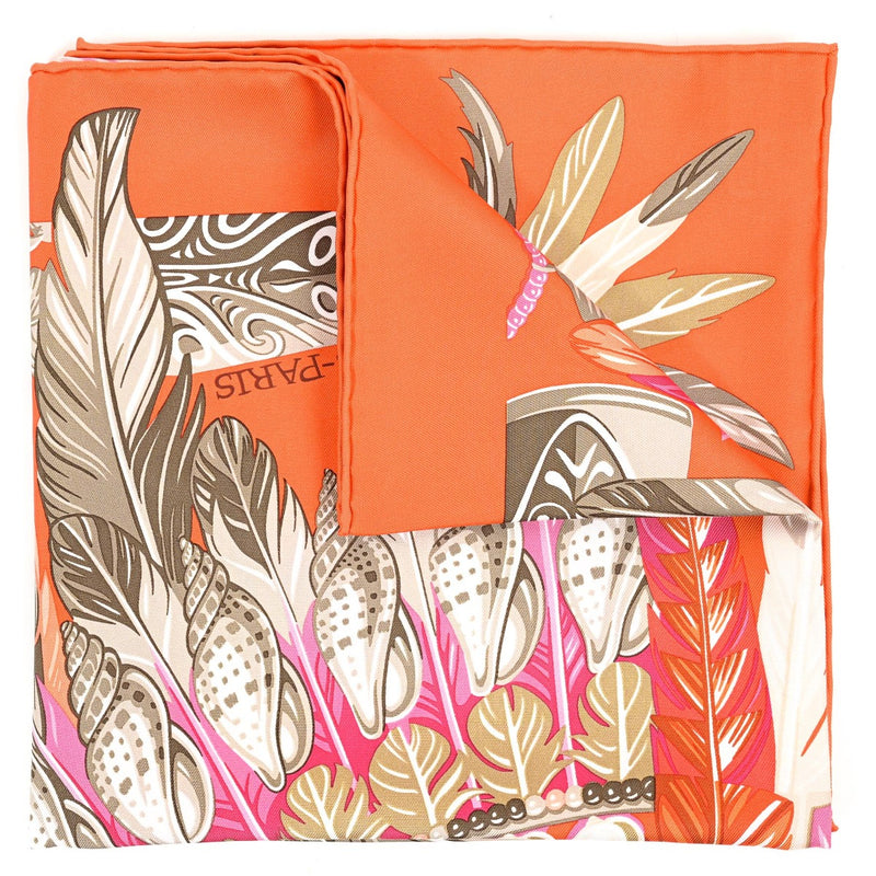 Hermès Orange Danse Pacifique 90 Silk Scarf