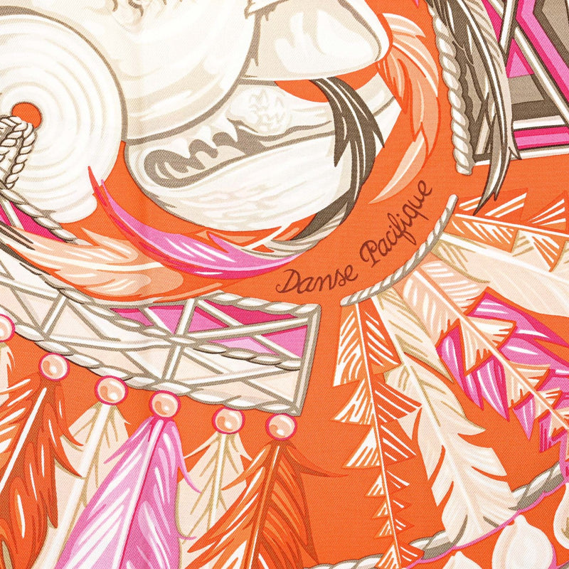 Hermès Orange Danse Pacifique 90 Silk Scarf