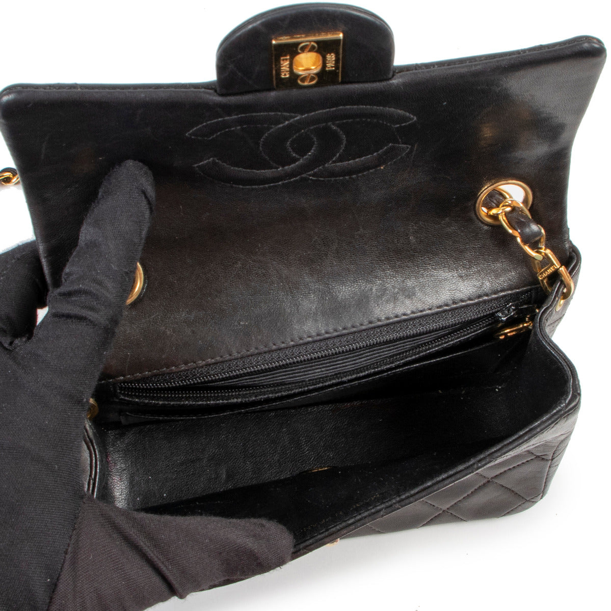 Chanel Black Classic Lambskin Mini Square Flap Bag
