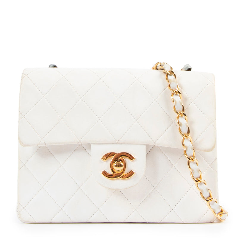 Chanel White Lambskin Mini Square Classic Flap Bag