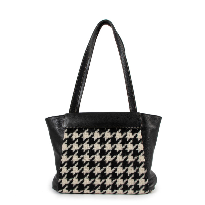 Delvaux Black Houndstooth Convertible Mirage Shoulder Bag