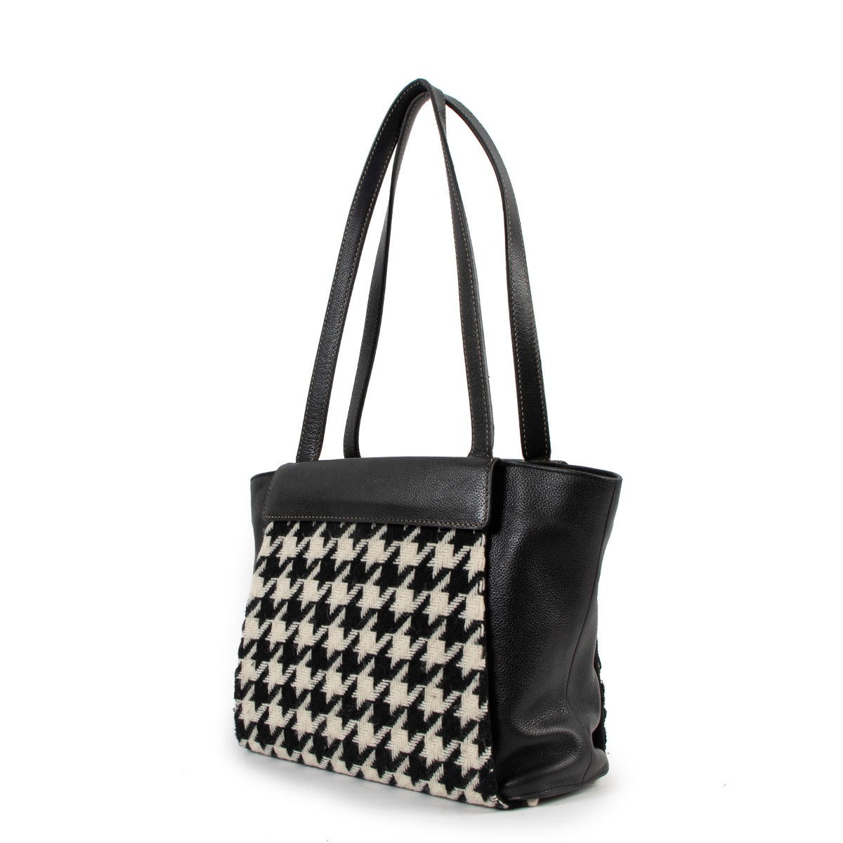 Delvaux Black Houndstooth Convertible Mirage Shoulder Bag