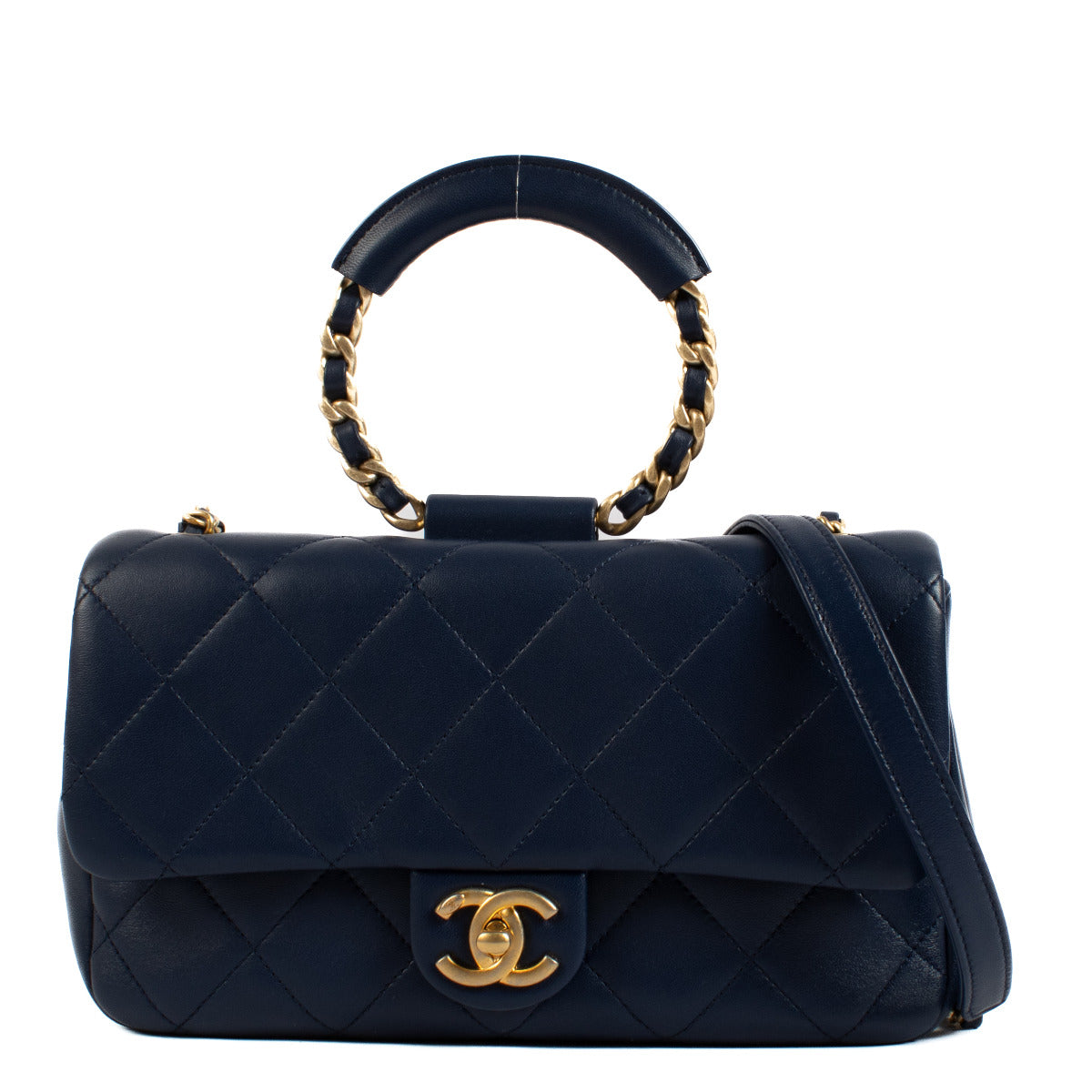 Chanel Navy Blue Medium Lambskin In the Loop Flap Bag