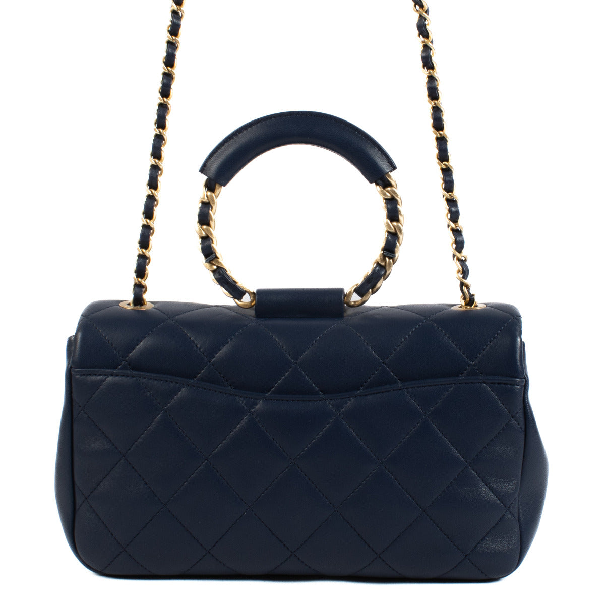 Chanel Navy Blauwe Medium Lambskin In the Loop Flap Bag