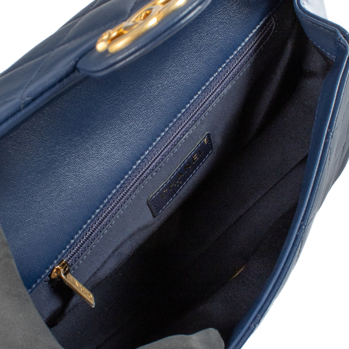 Chanel Navy Blauwe Medium Lambskin In the Loop Flap Bag