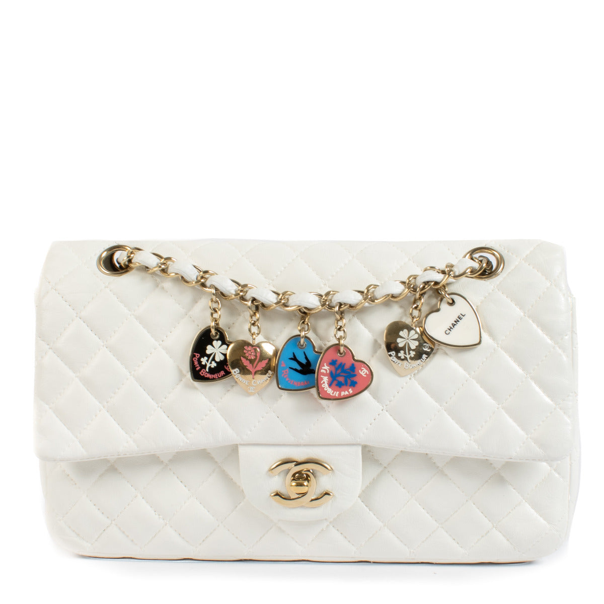 Chanel White Quilted Medium Valentine Flap Bag