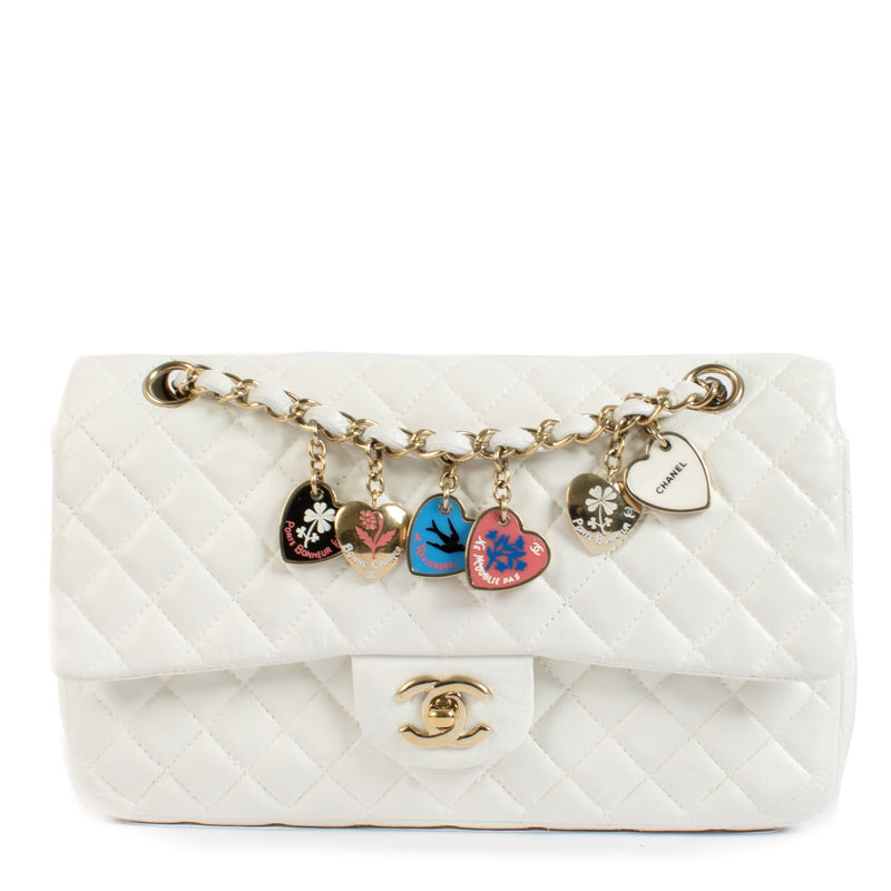 Chanel White Quilted Medium Valentine Flap Bag