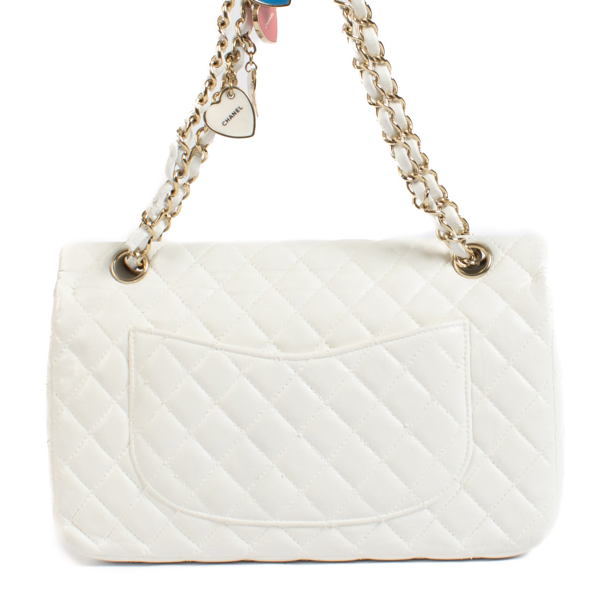 Sac classique moyen Chanel édition limitée Saint-Valentin avec breloque blanche
