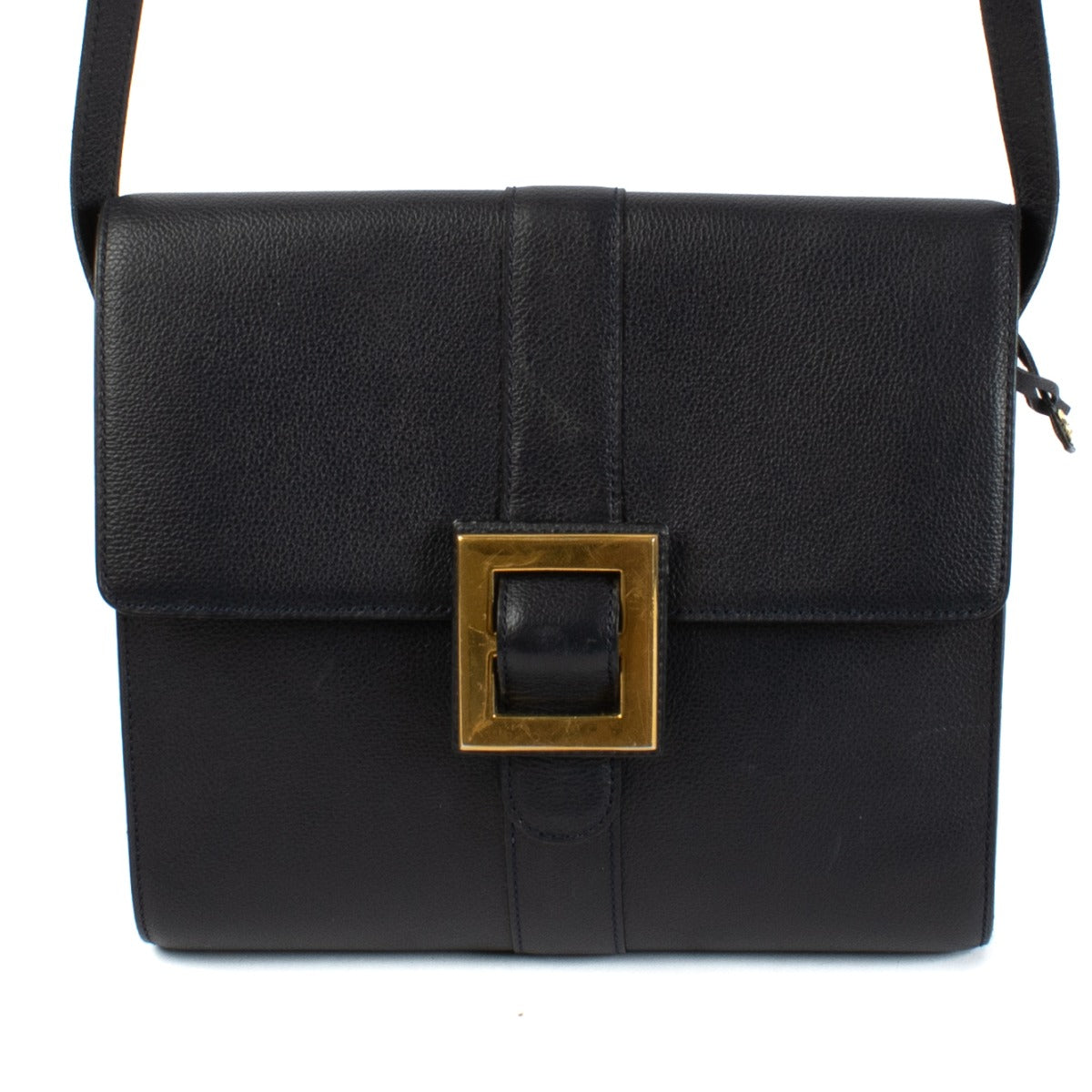 Delvaux Blue Leather Buckle Detail Vintage Tendresse Bag