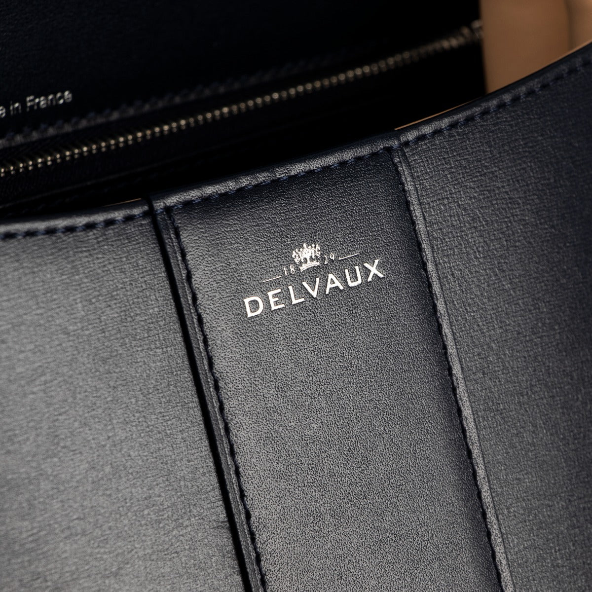 Luxury second hand designer Delvaux Navy Blue Brillant MM Box Calf Handbag at Labellov