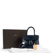 Luxury second hand designer Delvaux Navy Blue Brillant MM Box Calf Handbag at Labellov