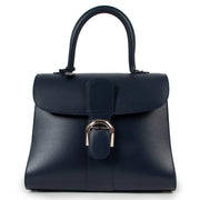 Luxury second hand designer Delvaux Navy Blue Brillant MM Box Calf Handbag at Labellov