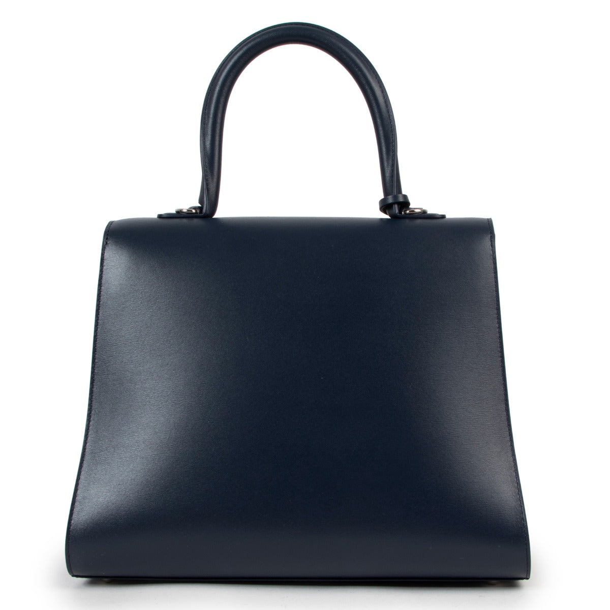 Luxury second hand designer Delvaux Navy Blue Brillant MM Box Calf Handbag at Labellov