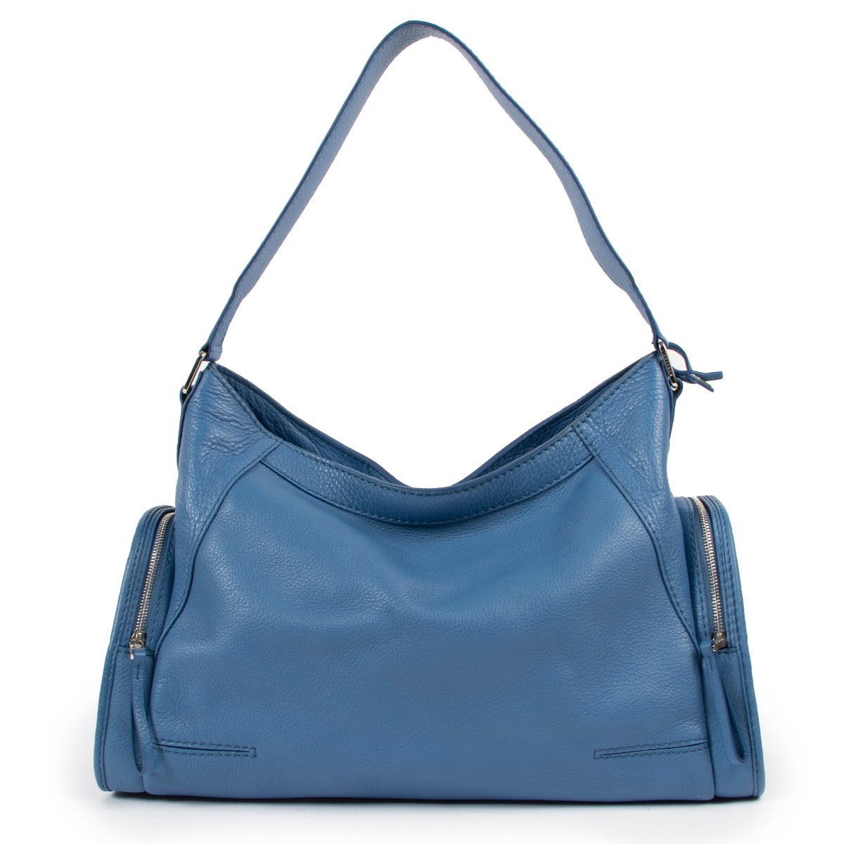 Shop safe online at Labellov in Antwerp this 100% authentic second hand Delvaux Blue Royal Samedi Shoulder Bag