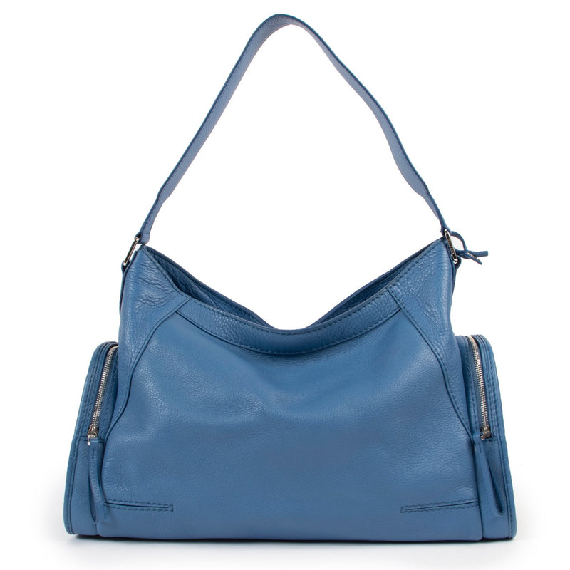 Shop safe online at Labellov in Antwerp this 100% authentic second hand Delvaux Blue Royal Samedi Shoulder Bag