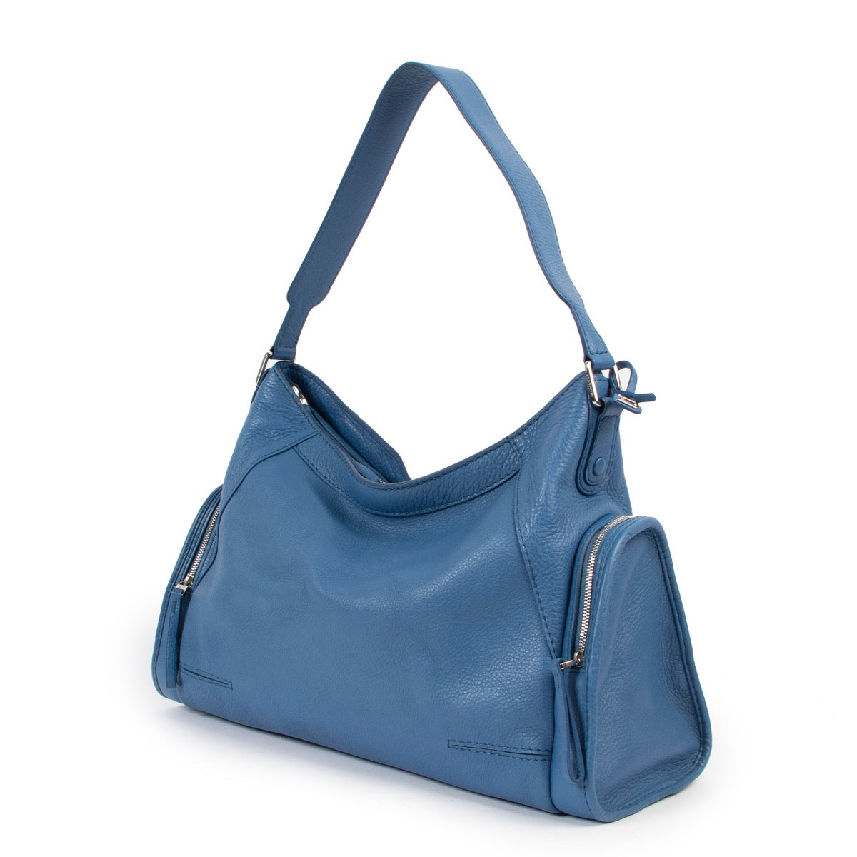 Shop safe online at Labellov in Antwerp this 100% authentic second hand Delvaux Blue Royal Samedi Shoulder Bag