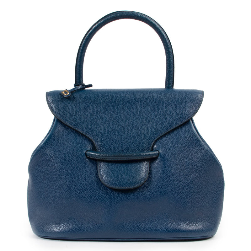 Shop safe online at Labellov in Antwerp this 100% authentic second hand Delvaux Blue Baltimore Top Handle