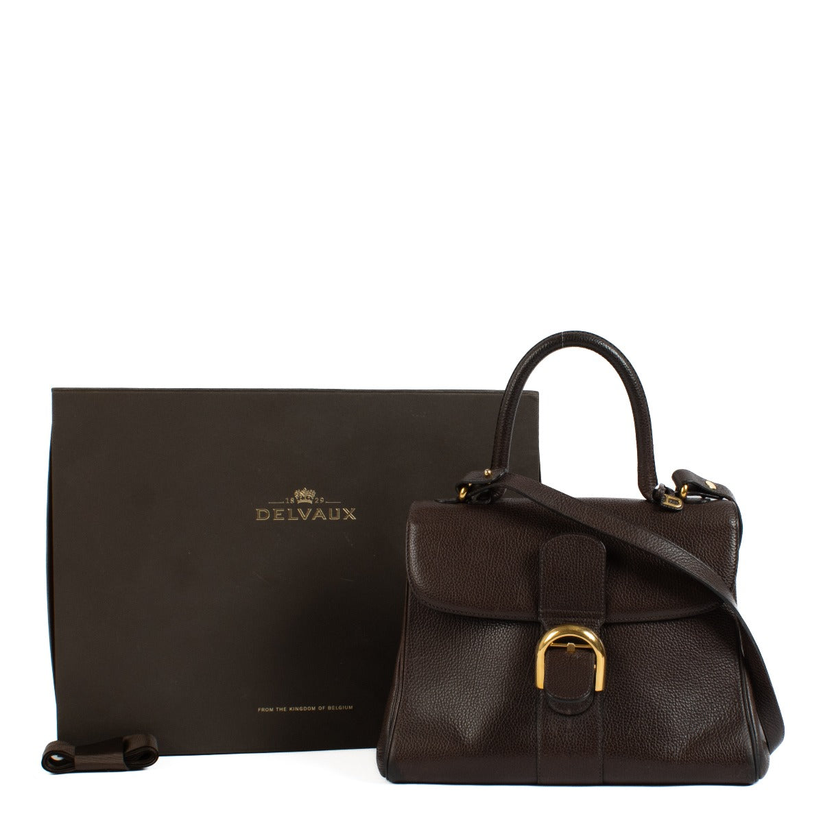 Shop safe online at Labellov in Antwerp, Brussels and Knokke this 100% authentic second hand Delvaux Brown Leather Brillant MM Bag
