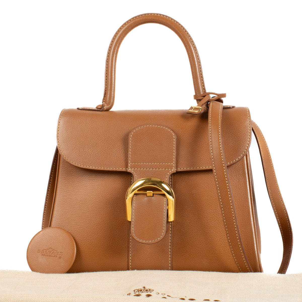 Shop safe online at Labellov in Antwerp, Brussels and Knokke this 100% authentic second hand Delvaux Fauve Jumping Brillant PM
