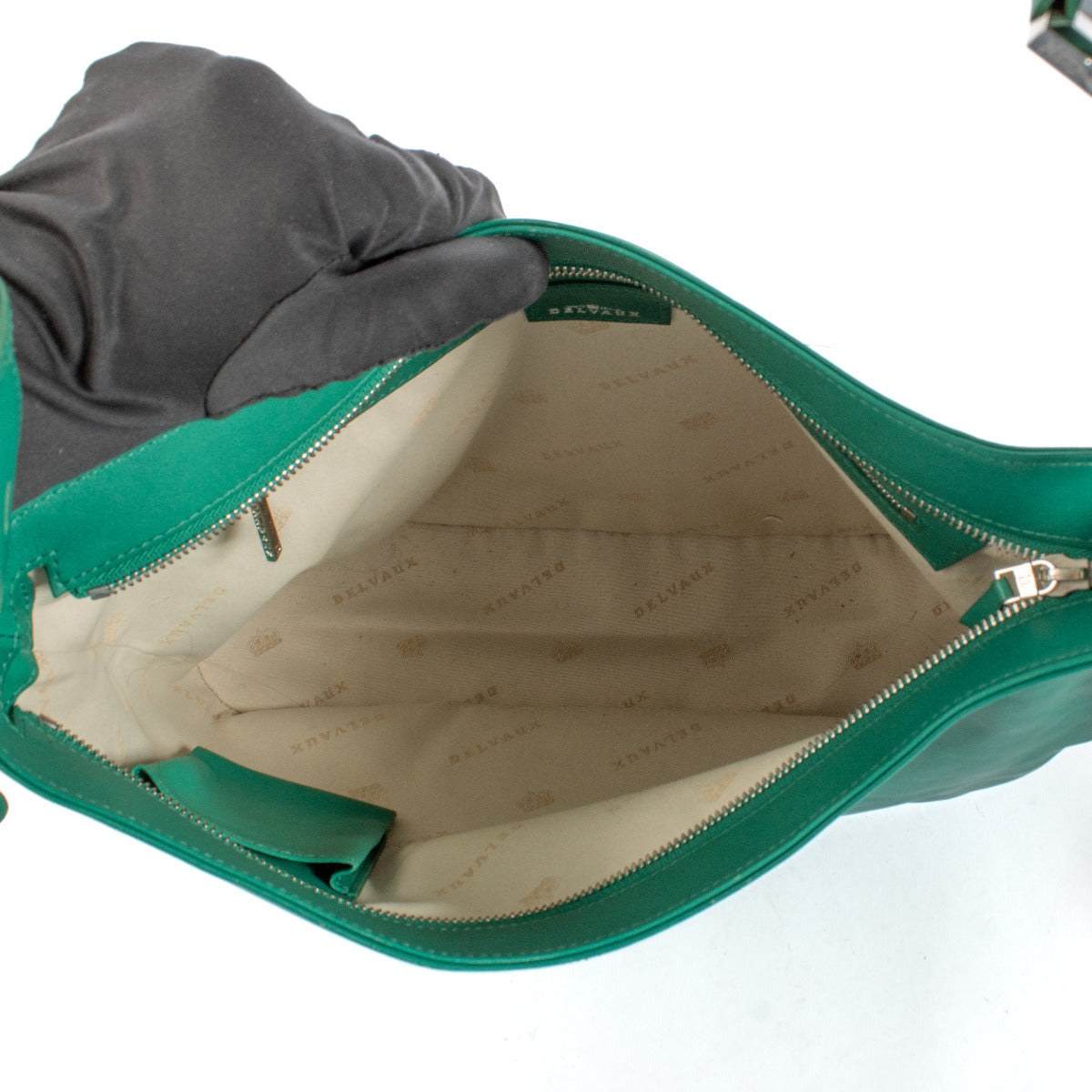 Delvaux Green Leather Louise Besace Shoulder Bag