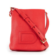 buy online authentic second hand affordable Delvaux Louise Baudrier PM Padlock Bright Red Crossbody Bag by Lebellov