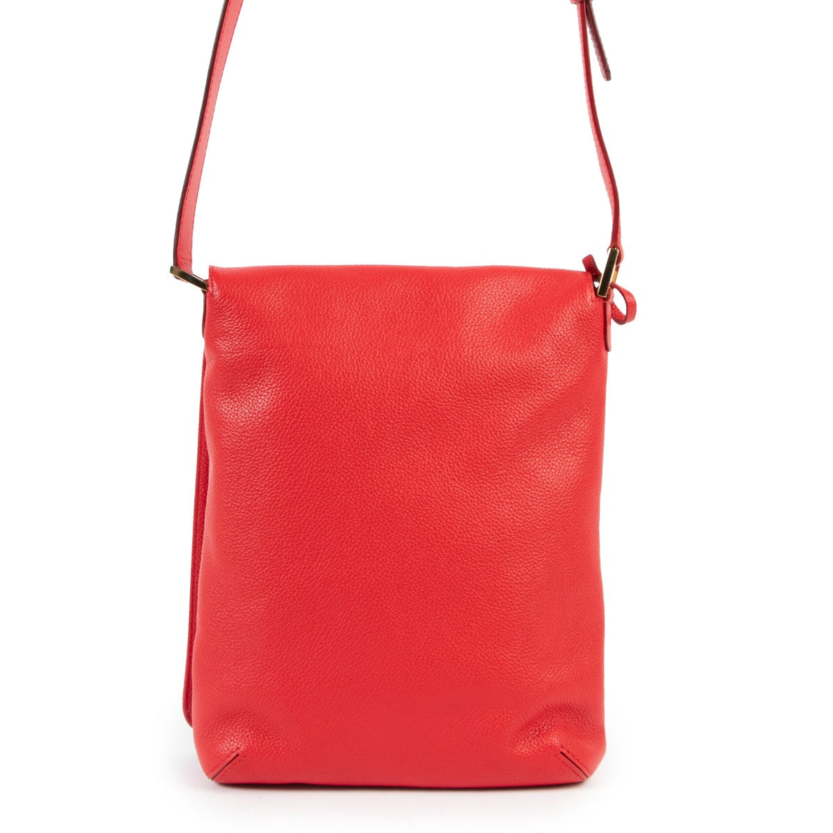 buy online authentic second hand affordable Delvaux Louise Baudrier PM Padlock Bright Red Crossbody Bag by Lebellov