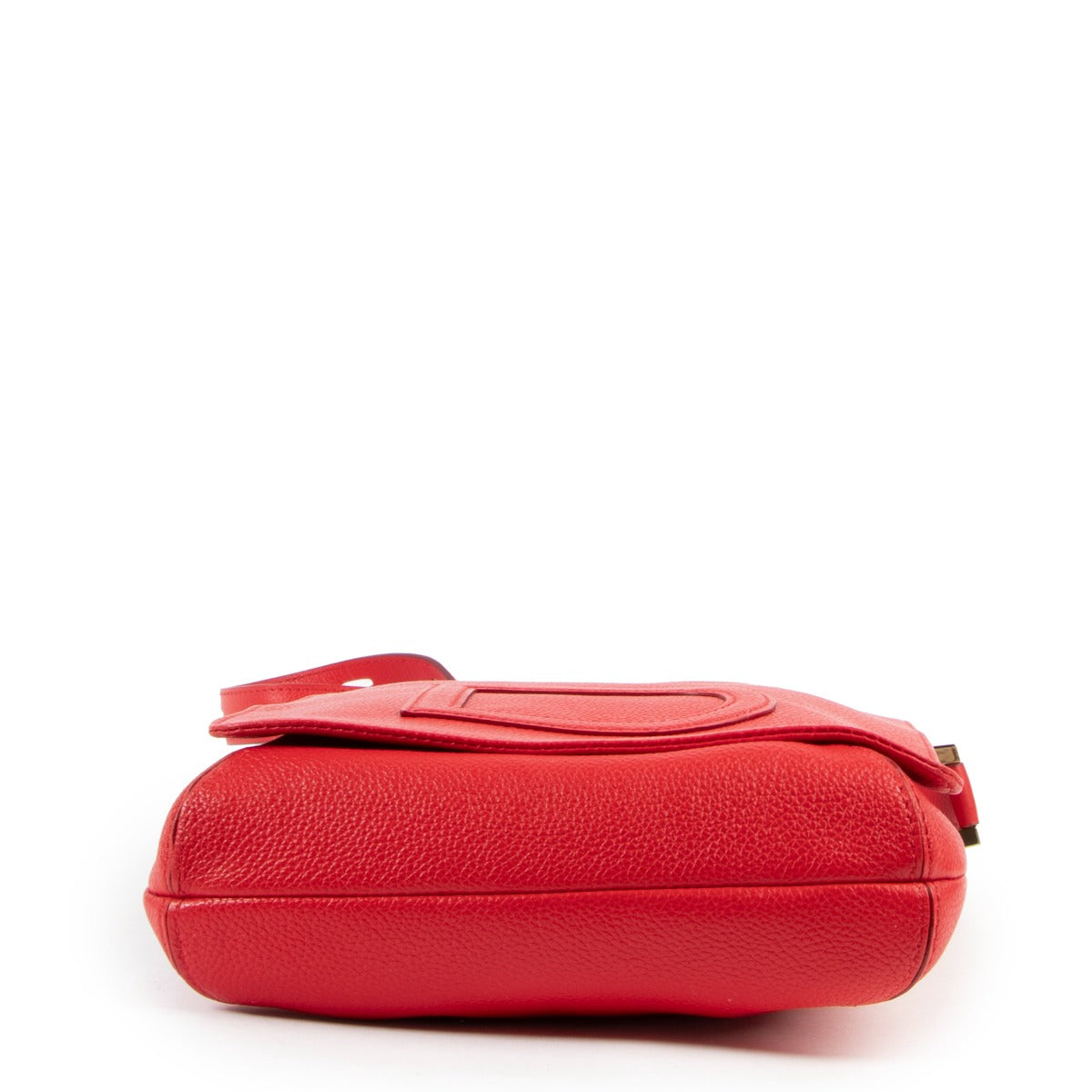 buy online authentic second hand affordable Delvaux Louise Baudrier PM Padlock Bright Red Crossbody Bag by Lebellov