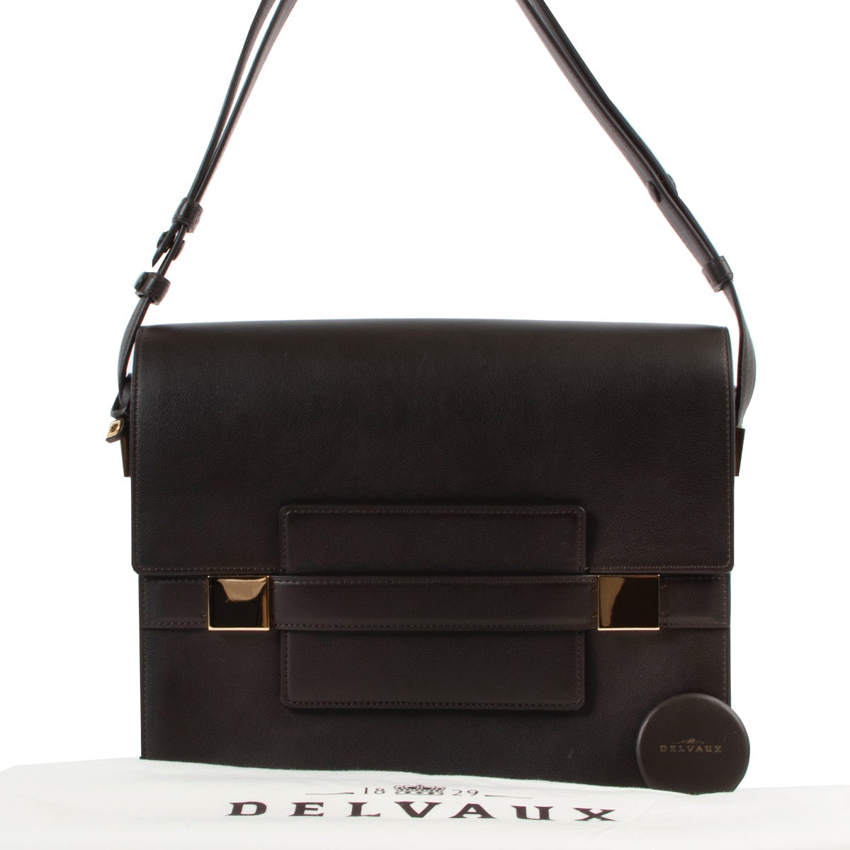 Shop safe online at Labellov in Antwerp this 100% authentic second hand Delvaux Brown Le Madame XL Shoulder Bag