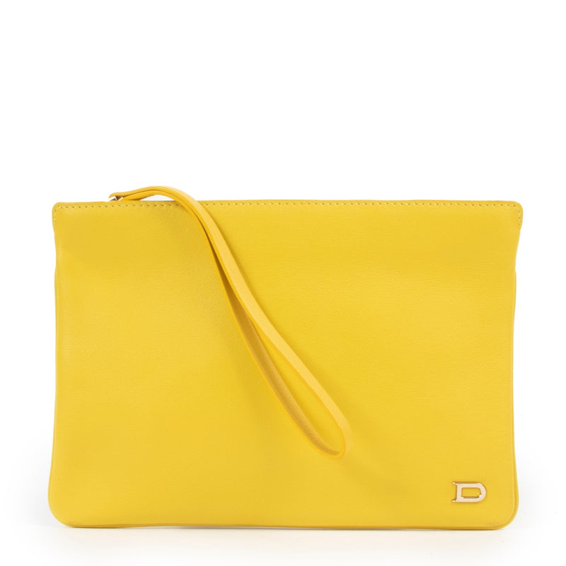 Shop safe online at Labellov in Antwerp this 100% authentic second hand Delvaux Yellow Clutch