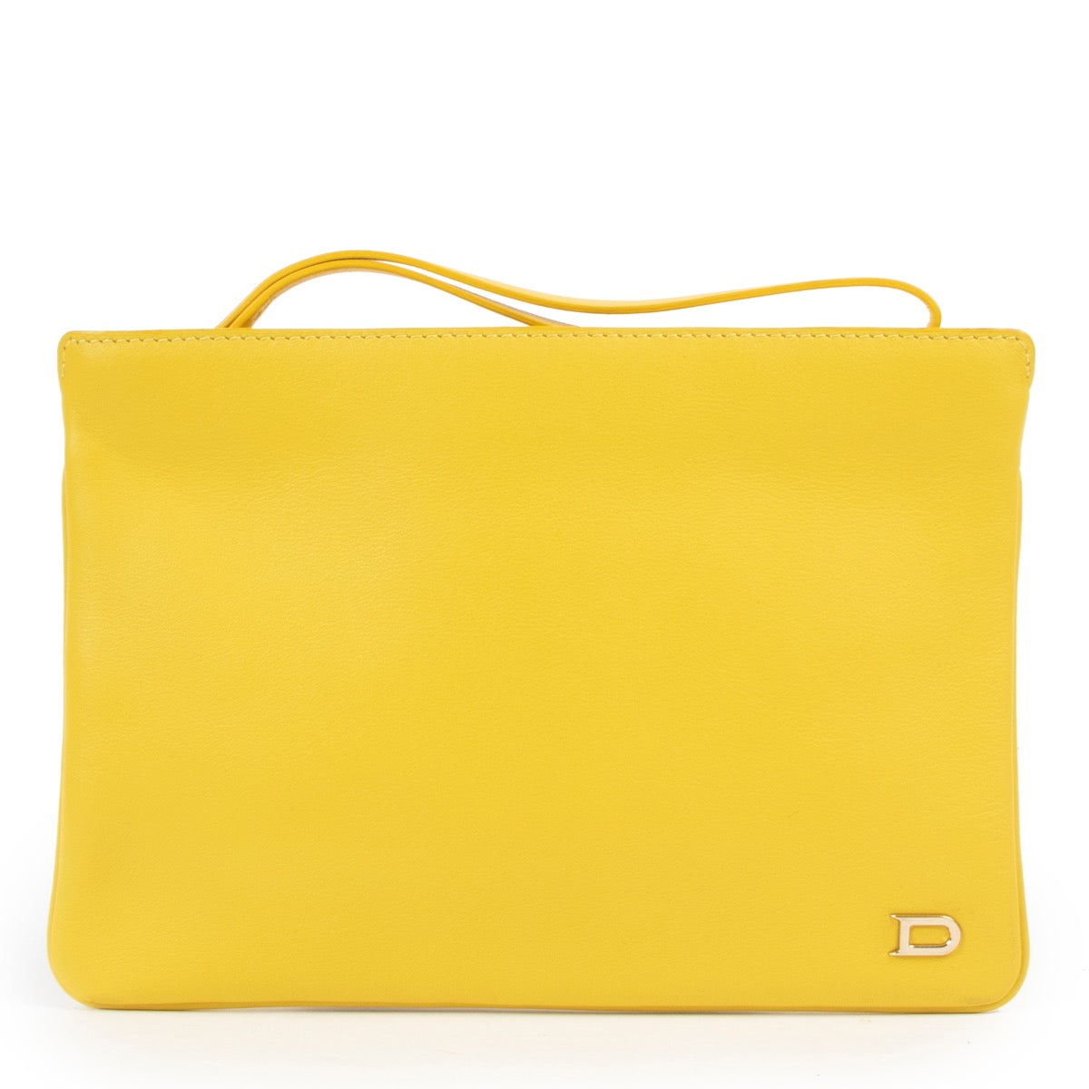 Shop safe online at Labellov in Antwerp this 100% authentic second hand Delvaux Yellow Clutch