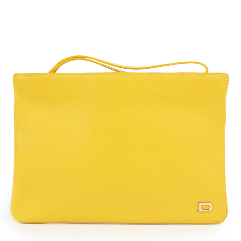 Shop safe online at Labellov in Antwerp this 100% authentic second hand Delvaux Yellow Clutch