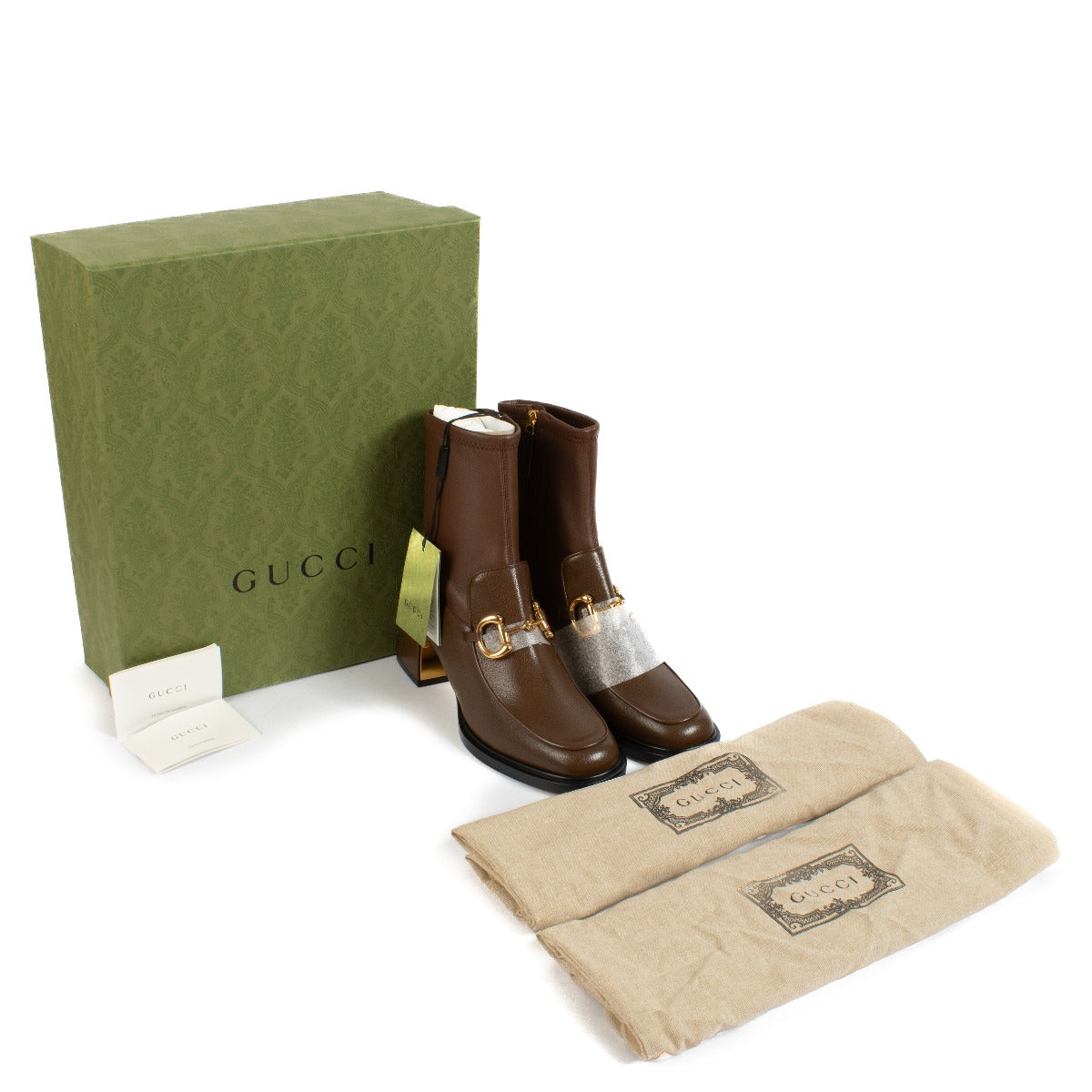 Shop safe online at Labellov in Antwerp, Brussels and Knokke this 100% authentic second hand Gucci Brown Horsebit Ankle Boots - Size 38