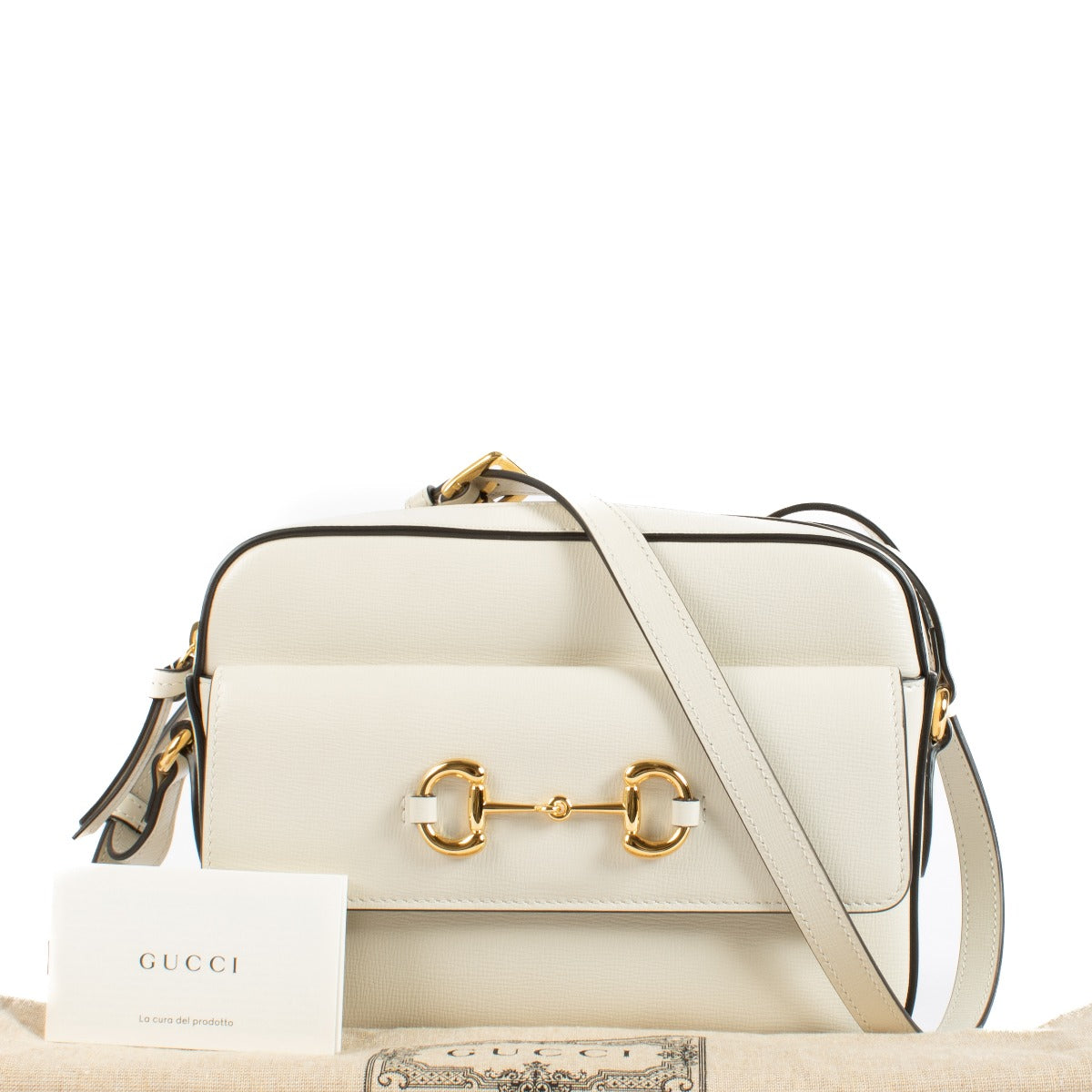 Shop safe online at Labellov in Antwerp, Brussels and Knokke this 100% authentic second hand Gucci White Horsebit 1955 Crossbody