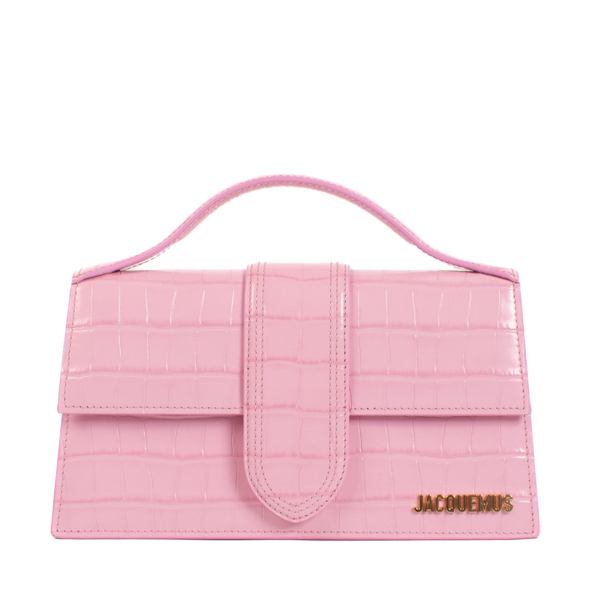 Jacquemus Pink Croc-Embossed Le Grand Bambino Bag for the best price at Labellov secondhand luxury in Antwerp and Knokke