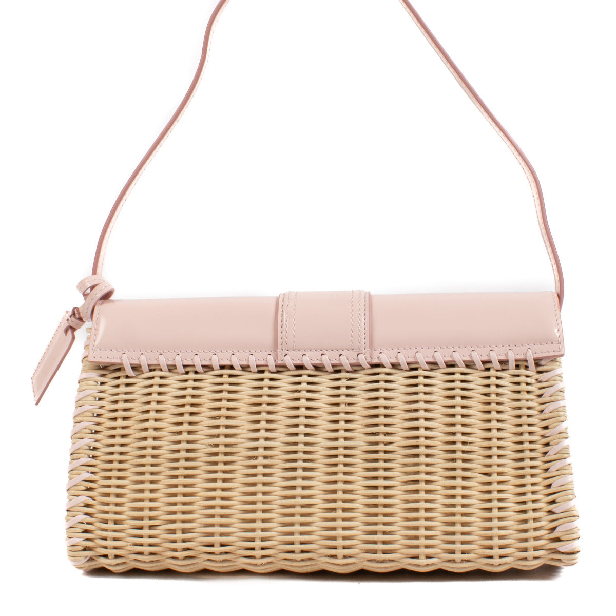 Sac en osier Jacquemus Le Bambino Long rose