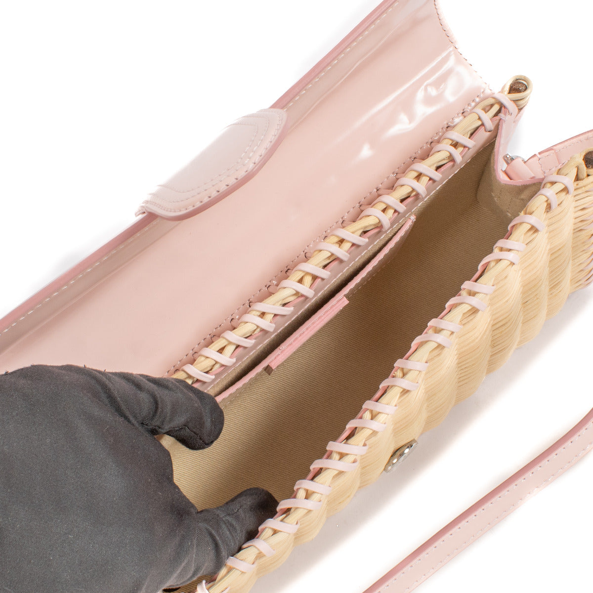 Sac en osier Jacquemus Le Bambino Long rose